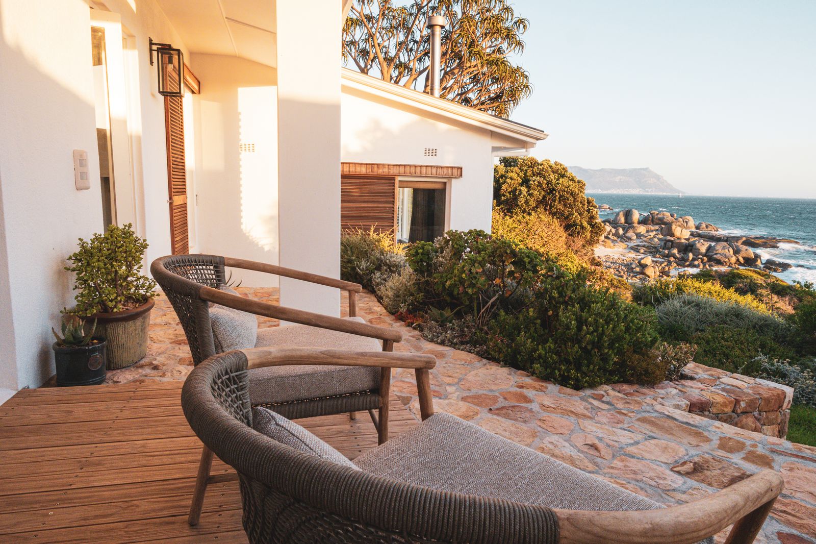 The deck at Palm Rock in late afternoon light