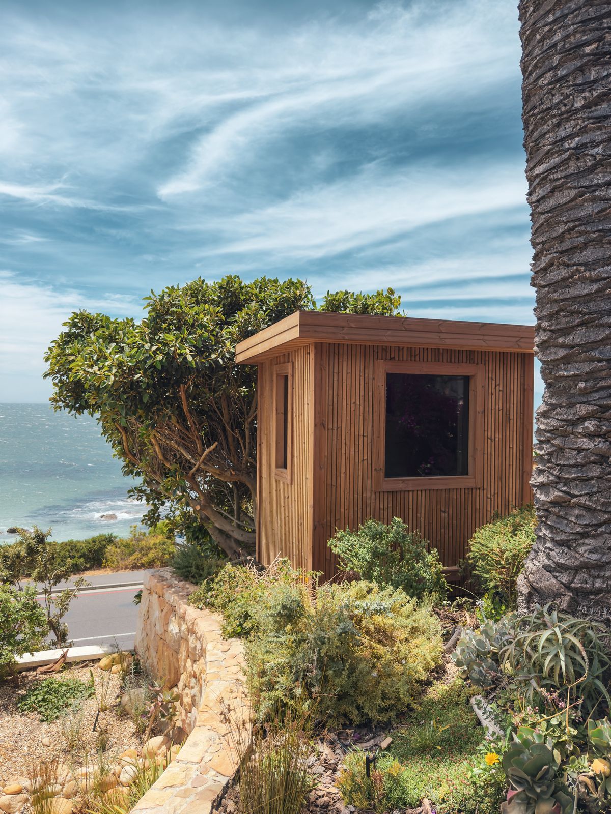 The sauna at Palm Rock, looking out over False Bay